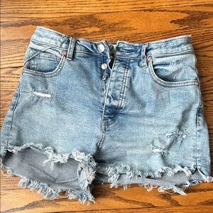 We The Free Blue Distressed Jean Shorts